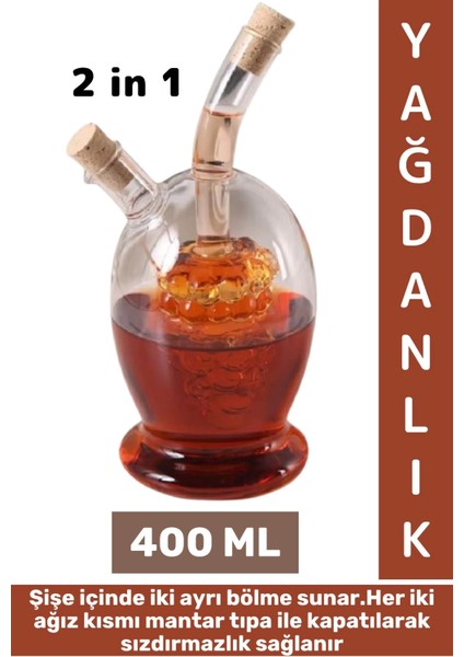 Yüksek Kaliteli Sızdırmaz Kapak Yağ Sirke Limon Karışmaz Tek Şişe 2 In 1 Şık Cam Yağdanlık Sirkelik