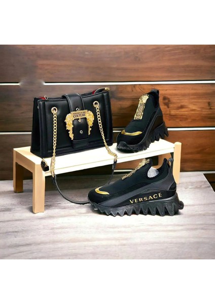 Ayakkabı Kadın Spor Ayakkabı Altın Detaylar Suni Deri Yüksek Kalite Kalın Topuk Rahat ve Günlük fiyatları