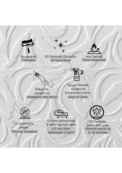 3D Duvar Paneli Boyanabilir Dekota 60X120 cm / Modern Desenli 7'li Paket-5 M² fiyatları