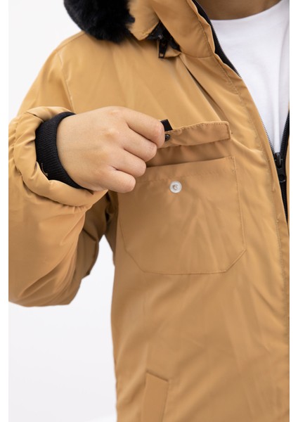 Hardal Çıtçıtlı Göğüs Cepli Içi Kürklü Erkek Çocuk Kapüşonlu Mont 21351 indirimleri