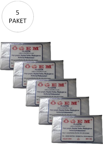Bakkaliye Naylon Torba Beşlik 30 x 52 cm 1 kg 5 Paket