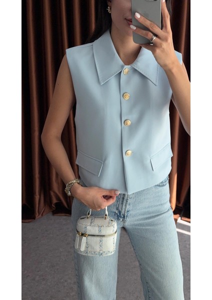 Mavi Dikişli Yelek modelleri