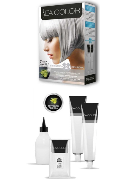 2x2 Tüp Krem Saç Boyası Seti Gümüş Gri No 0 02 fiyatları