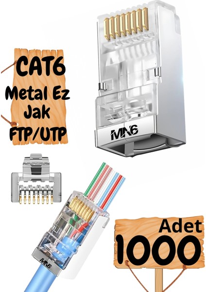 M117XF Cat6 JACK/1000 Adet-Metal Ez/yeni Nesil RJ45 Cat6-8p/8c Açık Uçlu/cat6 Konnektör