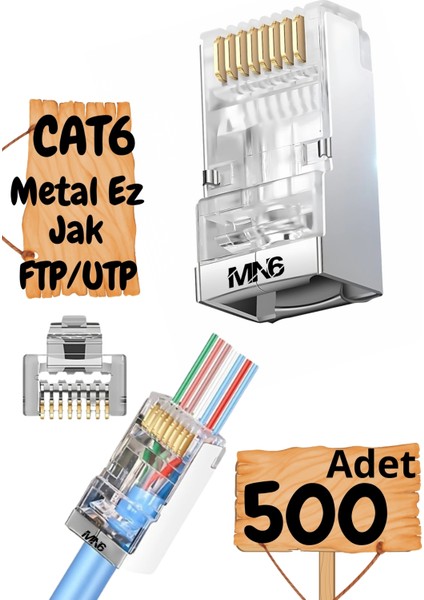 M117XF Cat6 JACK/500 Adet-Metal Ez/yeni Nesil RJ45 Cat6-8p/8c Açık Uçlu/cat6 Konnektör
