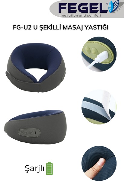 Fg-U2 U Şekilli Masaj Yastığı – Titreşimli, Isıtmalı, Şarjlı Boyun Masaj Aleti