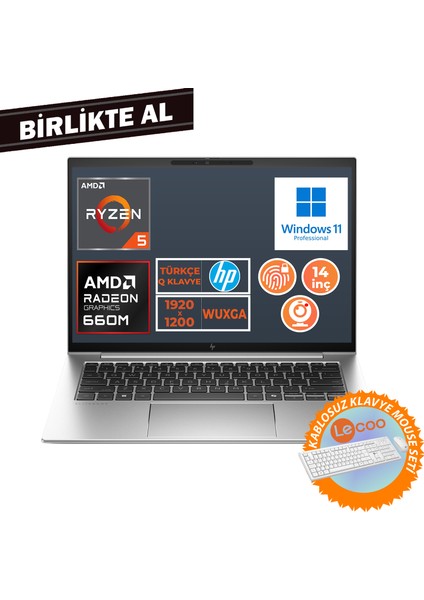 Elitebook 845 G9 Ryzen 5 6600U 32GB 1tb SSD 14" Wuxga W11P + Kablosuz Klavye Mouse 5Z6L9EA 032