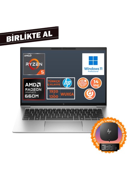 Elitebook 845 G9 Ryzen 5 6600U 8gb 512GB SSD 14" Wuxga W11P + Docking Station 5Z6L9EA 021