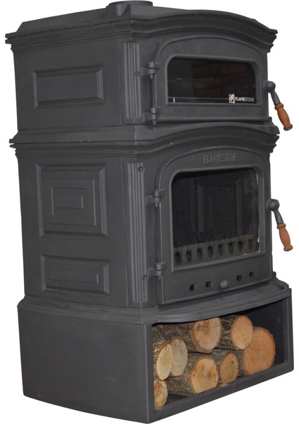 Flamestove FS-33YKST Altara Premium Tek Camlı Kuzineli Yan Kapaklı Odunluklu