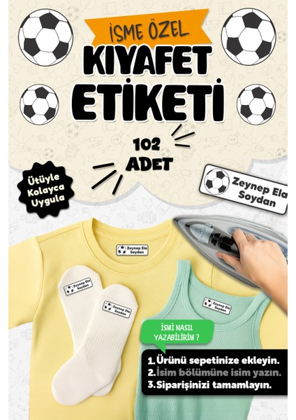 Kıyafet Etiketi - Okul Kıyafetlerine Kişiye Özel 30 Saniyede Kolay Uygulama Yıkanabilir -Beşiktaş