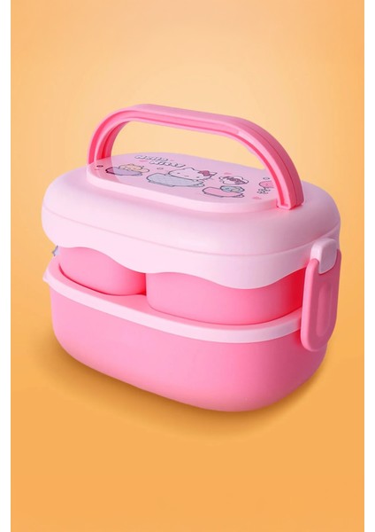 Sanrio Lisanslı Hello Kitty Çift Katmanlı Askılı Yemek Kabı fırsatları