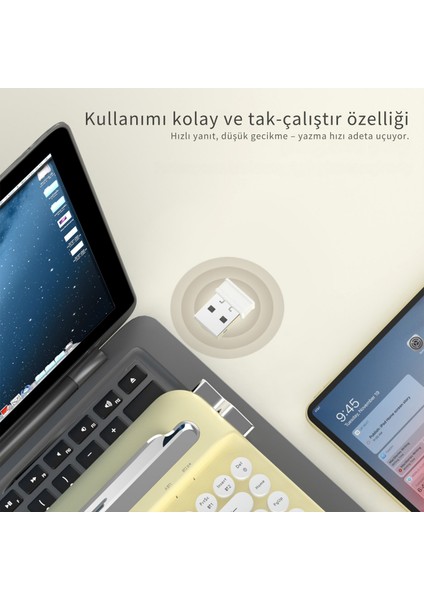 AF84 Kablosuz Bluetooth & 2.4g Çift Modlu Retro Daktilo Tasarımlı Klavye – Yuvarlak Tuşlu, Tablet & Telefon Standlı, Ergonomik, Taşınabilir, Pille Çalışan, Sessiz ve Konforlu Sarı fırsatları