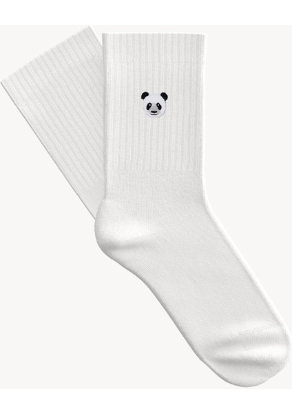 Panda Ince Havlu Çorap - Beyaz