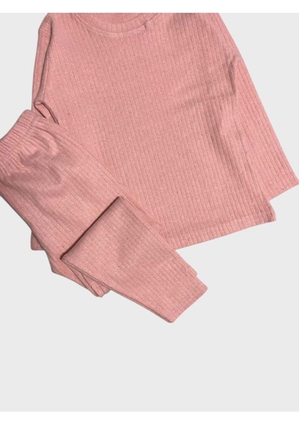 Kız Çocuk Pamuklu Gül Kurusu Rengi Fitilli Kumaş Uzun Kollu Taytlı Takım fiyatları