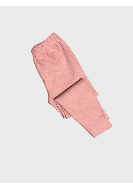 Kız Çocuk Pamuklu Gül Kurusu Rengi Fitilli Kumaş Uzun Kollu Taytlı Takım fırsatları