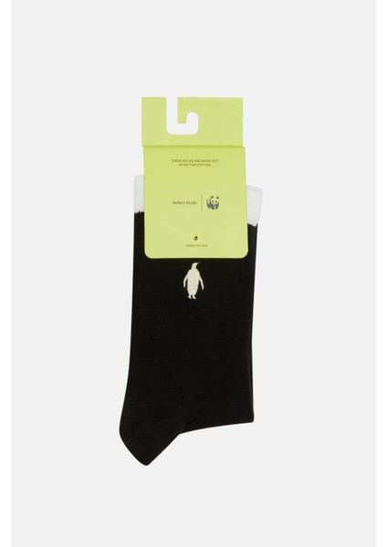 Penguen Ince Havlu Çorap - Siyah/beyaz modelleri