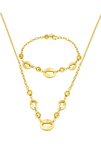 Parıltı Zinciri 14 Ayar Altın Ikili Takı Seti