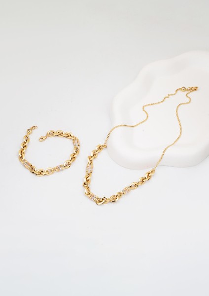 Dorika Halkalı 14 Ayar Altın Bileklik Kolye Ikili Set fiyatları