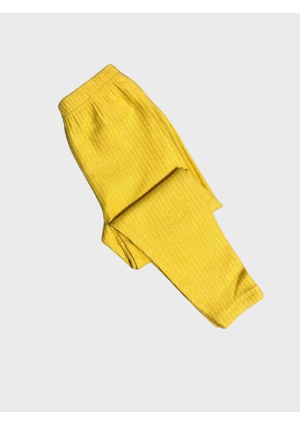 Kız Çocuk Pamuklu Fitilli Kumaş Sarı Uzun Kollu Taytlı Takım fırsatları