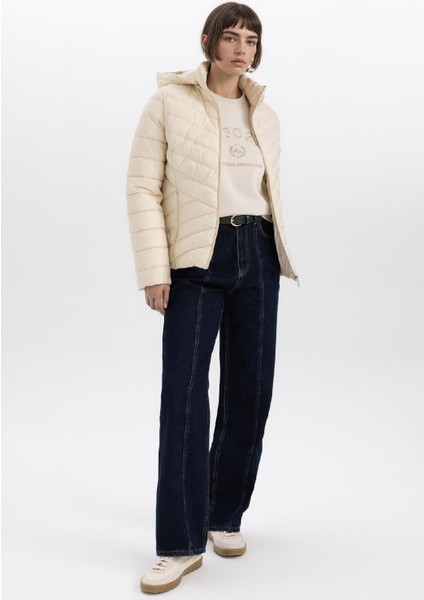 Su Geçirmez Hafif Şişme Mont Kapüşonlu Kapitoneli Fermuarlı Cepli Basic Düz Mevsimlik B2030AX24SP fiyatları