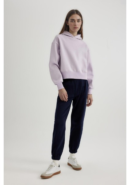 Boxy Fit Kapüşonlu Kalın Basic Düz Sweatshirt B8570AX24SP fiyatları