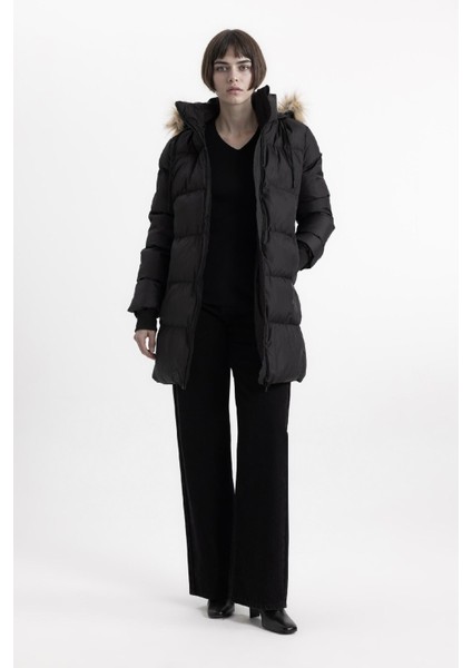 Su İtici Şişme Uzun Mont Parka Rüzgar Geçirmez Fermuarlı Suni Kürk Çıkarılabilir Kapüşonlu A4105AX24SP fiyatları