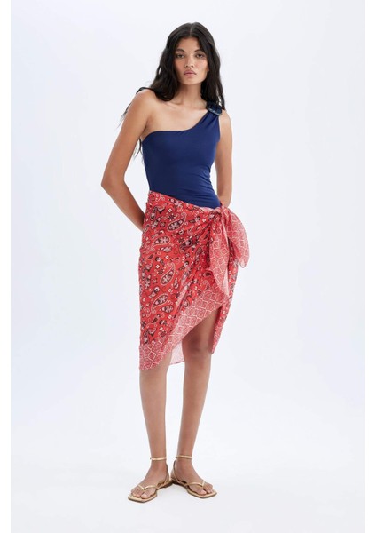 Regular Fit Desenli Vual Pareo-Fall in Love D2745AXNS fırsatları