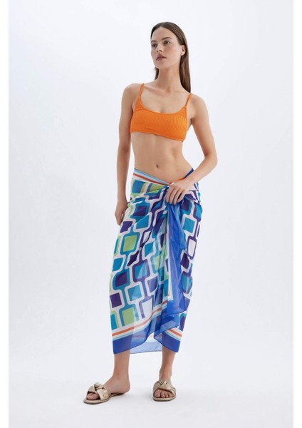 Regular Fit Desenli Vual Pareo-Fall in Love D2745AXNS