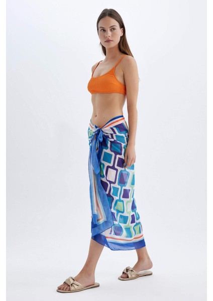 Regular Fit Desenli Vual Pareo-Fall in Love D2745AXNS fiyatları