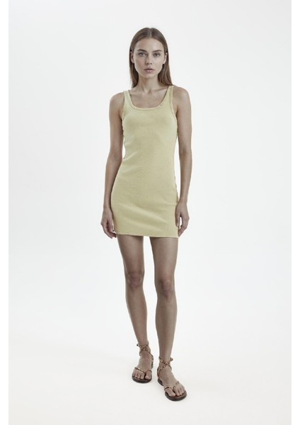 Coool Bodycon Vücudu Saran Basic Düz Fitilli Kaşkorse Kolsuz Mini Elbise A0732AX24SM fiyatları