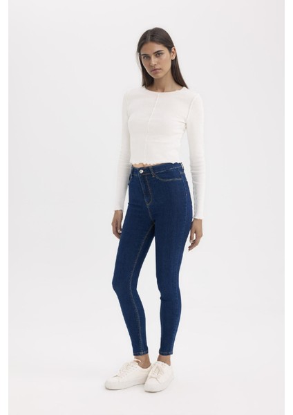 Jegging Yüksek Bel Bilek Boy Dar Paça Basic Düz Jean Pantolon