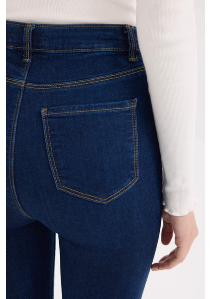 Jegging Yüksek Bel Bilek Boy Dar Paça Basic Düz Jean Pantolon