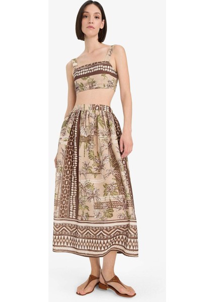 Regular Fit Desenli Plaj Maxi Eteği-Fall in Love F5487AX25HS fiyatları