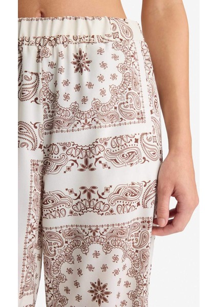 Regular Fit Şal Desenli Plaj Pantolonu-Fall in Love F8336AX25HS
