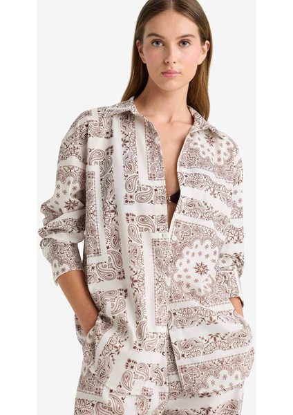 Regular Fit Şal Desenli Plaj Gömleği F8334AX25HS