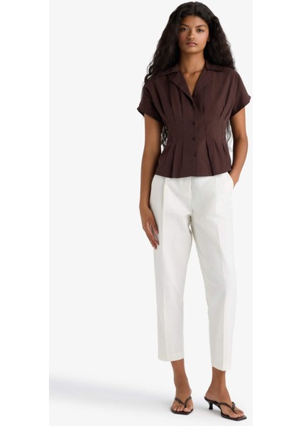 Fitted Ceket Yaka Poplin Kısa Kollu Gömlek F9335AX25AU fiyatları