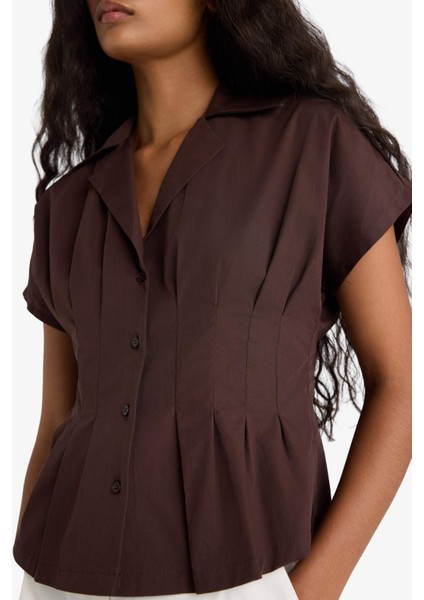 Fitted Ceket Yaka Poplin Kısa Kollu Gömlek F9335AX25AU indirimleri