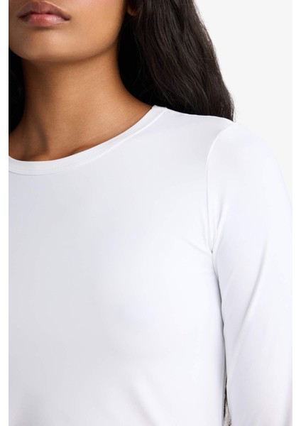 Slim Fit Dar Kesim Bisiklet Yaka Basic Düz Uzun Kollu Tişört D3756AX25AU indirimleri