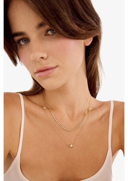 Kadın 2'li Gold Kolye F6001AXNS