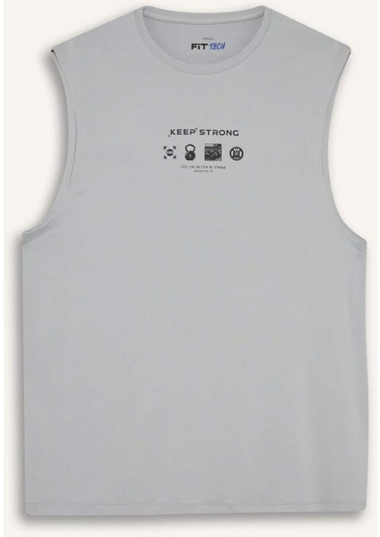 Fit Boxy Fit Hızlı Kuruyan Nefes Alabilen Esnek Kumaş Baskılı Bisiklet Yaka Sporcu Atlet E7517AX25AU