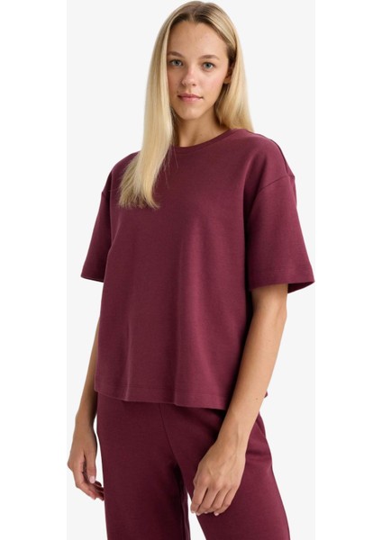 Oversize Geniş Kalıp Bisiklet Yaka Basic Düz Kısa Kollu Tişört modelleri