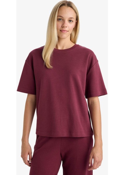 Oversize Geniş Kalıp Bisiklet Yaka Basic Düz Kısa Kollu Tişört fırsatları