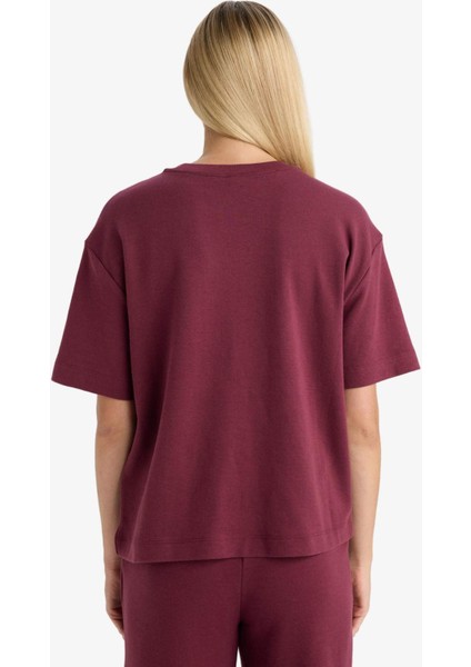 Oversize Geniş Kalıp Bisiklet Yaka Basic Düz Kısa Kollu Tişört