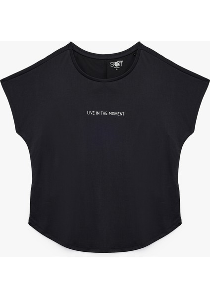 Rahat Kalıp Kısa Kollu Bisiklet Yaka Modal Baskılı Spor Tişört