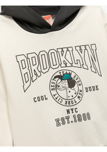 Pamuklu Şardonlu Uzun Kollu Baskılı Kapşonlu Sweatshirt modelleri