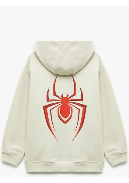 Lisanslı Örümcek Adam Baskılı Uzun Kollu Şardonlu Pamuklu Kapşonlu Sweatshirt fiyatları