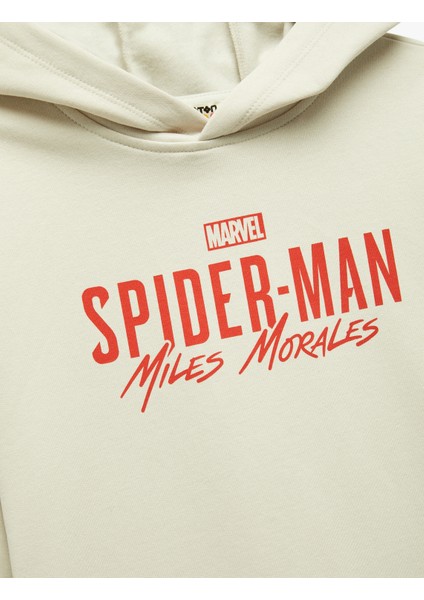 Lisanslı Örümcek Adam Baskılı Uzun Kollu Şardonlu Pamuklu Kapşonlu Sweatshirt modelleri