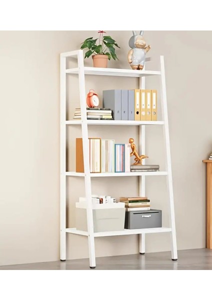 4 Katlı Merdiven Kitaplık Metal Çerçeve Açık Raf Düzenleyici Beyaz Dikey Depolama Rafı 60*150 cm fiyatları