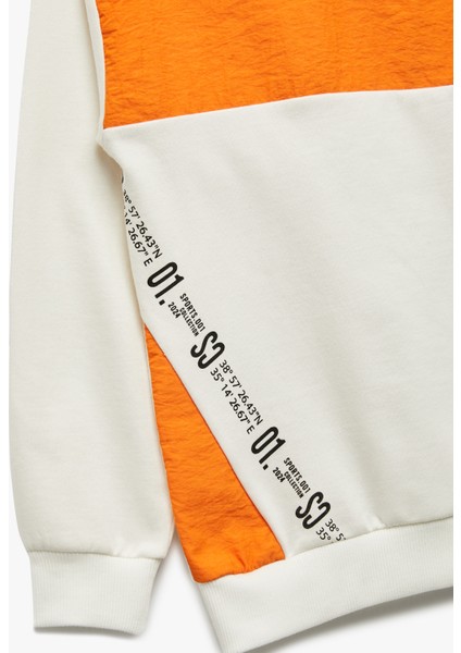 Şardonlu Renk Bloklu Uzun Kollu Kapşonlu Oversize Sweatshirt modelleri