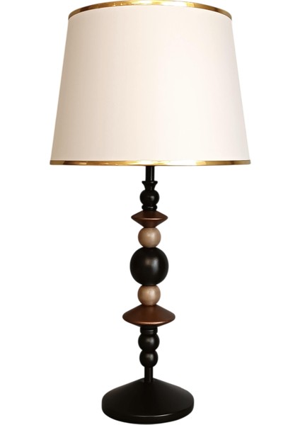 Lara Geometrik Tasarım Bronz Siyah Abajur